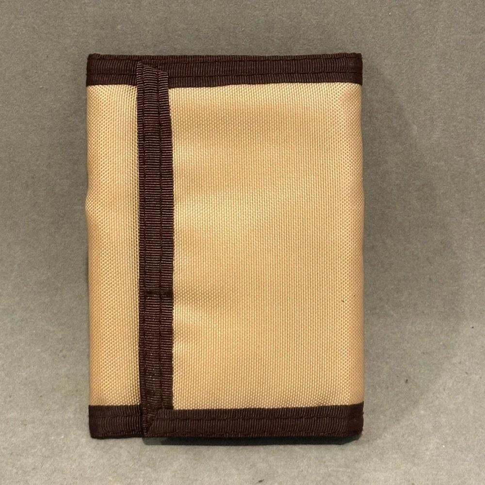 Unbranded Tan and Brown Nylon Trifold Wallet Hook and Loop Closure Utility